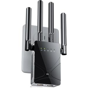 WiFi Extender Signal Booster, 15599 Sq.ft Long Range Internet Extender WiFi Booster, 6X Faster, Strongest Wireless Wi-Fi Repeater w/Ethernet Port, Mesh Wi-Fi Booster Support 99% Devices, 1-Tap Setup