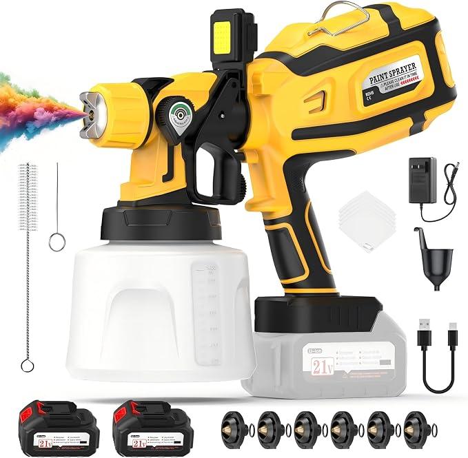 Cordless Paint Sprayer for House, Walls, Fences, Furniture, Cabinets, DIY