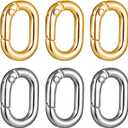 6 Pcs Oval Necklace Clasps,Charm Clasp Pendant Clasp Charm Clips Bracelet Hooks Necklace Enhancer Gold and Silver Spring Ring Clasps for Jewelry Making