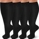 TZYSOKC 4 Pairs Plus Size Compression Socks for Women & Men 20-30 mmhg Extra Wide Calf Knee High Support Socks for Circulation(B 2XL)
