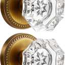 Antique Brass Door Knobs Crystal Door Knob Dummy Door Knobs Glass Interior Dummy Handle Single Sided Decorative 2 Pack