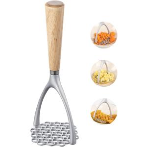 Brigii Potato Masher with Wooden Handle, Manual Potato Press for Kitchen Tool, Aluminum Alloy Potato Ricer For Fluffy Mashed Potato