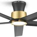 ocioc 52 inch Ceiling Fans with Lights, Large Air Volume Ceiling Fans with Reversible Quiet DC Motor and RemoteBlack-Gold