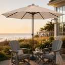 9FT Patio Umbrella, Outdoor Table Umbrella with Rope Pulley Lift, 3 Adjustable Heights, Market Umbrellas for Backyard, Pool and Deck, UPF50+
