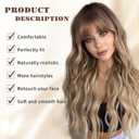 Lativ Blonde Wig With Bangs Long Wavy Curly Ombre Wig with Dark Root Synthetic Heat Resistant Wigs for Women Daily Party Use 26 Inches