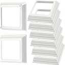 8 Packs 4 Inch Vinyl Post Skirt/England Style Fence Post Cups White PVC Post Column Wraps Porch Two Piece England Base Trim Ring Railing for Wood Vinyl Post, Stair Rails, Fence Deck Stairs Rails (8)