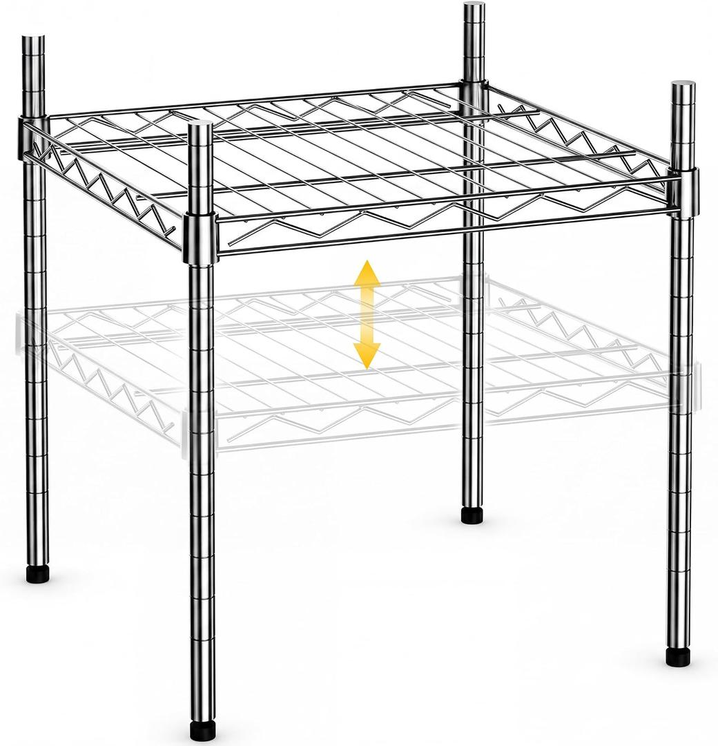 Heavy-Duty 1-Tier Chrome Metal Wire Shelving Unit, 14x14x15 Inch, 350 lbs