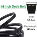 539117245 46 Inch Deck Belt for Husqarna Z246 RZ46 RZ4623 LSZ 4622 LSZ 5422 LSZ 5424 RZ 4219 RZ 4619 RZ 4620 Mowers with 46" Deck Replace M118756 539 11 72-45, 5/8" x 123"
