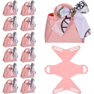 Douaowoc 36 Pcs PU Leather Purse Gift Bags with Handles Ribbon Purse Party Favor Bags for Baby Showers Birthday Wedding Candy (Pink)