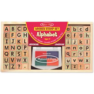 Melissa & Doug Wooden Alphabet Stamp Set - 56 Stamps with Lower-Case and Capital Letters Preschool Writing Toys, ABC Stamps, Kids Arts & Crafts, Letter for Kids Ages 4+