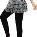 Tennis Skirted Leggings with Pockets for Women Active Skort Athletic Ruffle Pleated Golf Skapri with Skirt (M, 2-Layer Paisley)
