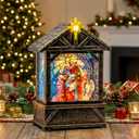Nativity with Star Musical Lighted Water Creche with Swirling Glitter, Christmas Snow Globe Adoration of The Magi Nativity Manger Scene, Holiday Decorations Gifts for Family, Children or Friends
