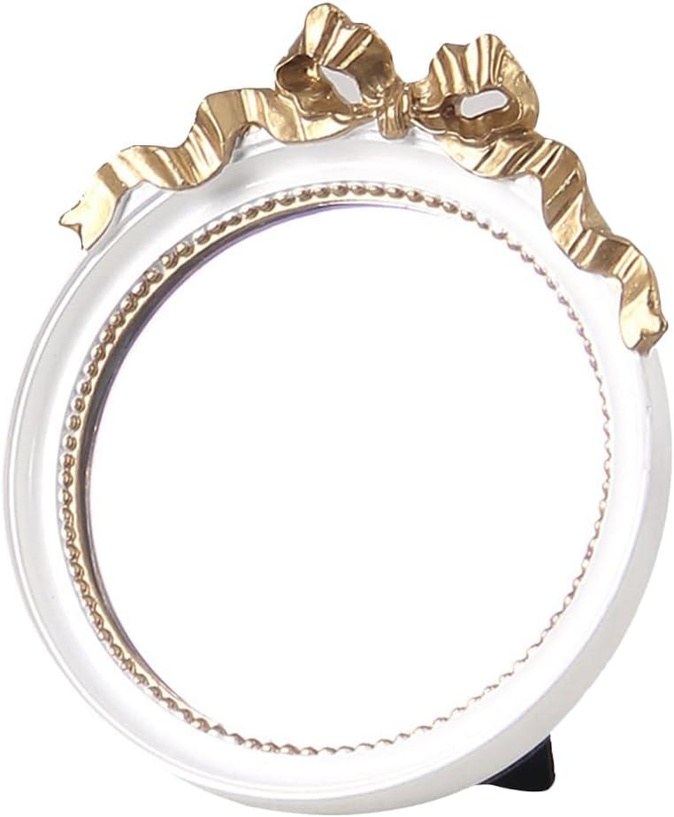 minkissy 1pc European Style Single Side Mirror Desk Vanity Mirror Vintage Decor Vanity for Desk Handheld Princess Style Makeup Table Decorative Bow Knot White