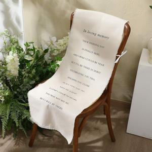 Reserved Wedding Chair Sign Banner in Loving Memory Reserved Signs for Wedding with Love from Heaven Cotton Linen 15'' x 50'' Save a Seat for Someone in Heaven Be There(White,Brushed)