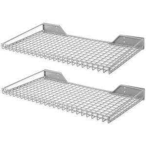 Wallmaster Heavy Duty Garage Wall Shelving 2 Pack 23.6"x11.8" Metal Wire Shelves Wall Mount Mesh Storage Rack for Garage, Office, Basement and Kithcen, max Load 65 lbs (Grey)