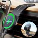15W Only for iPhone MagSafe Car Mount Charger, 360% Adjustable Aluminum Alloy Arm, Relocatable Car Phone Holder, Magnetic Wireless Fast Charging, Cell Phone Holder for All Car Models, Black