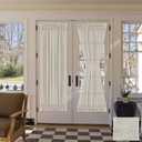H.VERSAILTEX Linen French Door Curtains Privacy Light Reducing Door Curtain with Tieback | Rod Pocket Sheer Curtain 1 Panel for Glass Feature Open Weave Textured Linen - 52"x72" - Natural