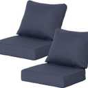 24x24 Inch Outdoor Deep Seat Cushions Set of 2, Curved Cushion Cover, Flat Thick High-Density Foam, Water-Resistant, Piped Edges & YKK Hidden Zipper for Patio Furniture,Sky, 24"x24"x5.5"-2sets