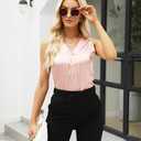 Women's Silk Satin Blouse, Summer Sleeveless Tank Tops, V Neck Camisole Work Shirts for Women (Pink, L)
