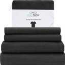 Posh Home Jersey Knit Sheet Set 4-Piece Cotton Bed Sheets T-Shirt Breathable & Soft, Includes Fitted Sheet, & 2 Pillowcases - California King, Black