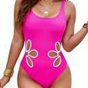 Blooming Jelly Women One Piece Swimsuit Slimming Color Block Bathing Suit Sexy Cutout Sunflower Swimwear