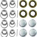 1-1/16'' Axles Trailer Wheel Hub Bearings Kit,L44649/L44610 and 12192TB Seal OD 1.980'', Dust Cover and Cotter Pin,4 Set