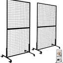 Grid wall Panel Display Stand 3' x 6' Wire Gridwall Display Racks with T-Base Floorstanding Sturdy Wire Grid Wall Panels for Retail Displays Craft Shows 2-Pack Black (large)
