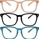 SIGVAN 5 Pack Blue Light Blocking Reading Glasses Fashion Square Computer Readers for Women Men, Anti UV Ray Nerd Eyeglasses (5C A, 1.75)