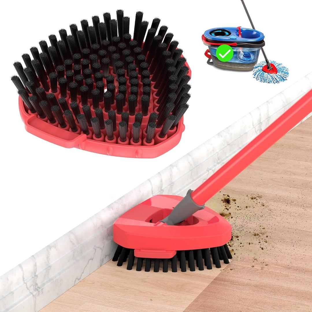 2 x Scrubber Mop Head Replacement Compatible with O-Cedar RinseClean Spin Mop 2-Tank System, Heavy-Duty Stiff Bristle Brush Attachment for Tile, Bathroom, Kitchen & Floor Deep Cleaning(Upgraded, 1pcs)