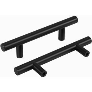 homdiy Black Cabinet Handles 10Pack 3inch Hole Center Kitchen Drawer Pulls and Knobs Stainless Steel Cabinet Hardware for Bathroom, Cupboard