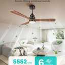 Depuley 52Inch Ceiling Fan with Light: Walnut 3 Blade Outdoor Fans for Patios  Dimmable Indoor Fan with Remote APP Control Ultra Quiet DC Motor Reversible 6 Speed Timer