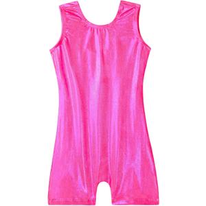 Domusgo Gymnastics Leotards for Girls Sparkly One-Piece Pro Kids Unitard Biketards with Shorts, 4-5T