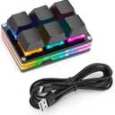 Ecarke Black White 6-Key Gaming Keyboard, USB Mini 6-Key Keypad Mechanical Gaming PC Keyboards Programming Macro with Software OSU HID Standard Keyboard.(Upgrade Cherry Shaft & RGB LED)