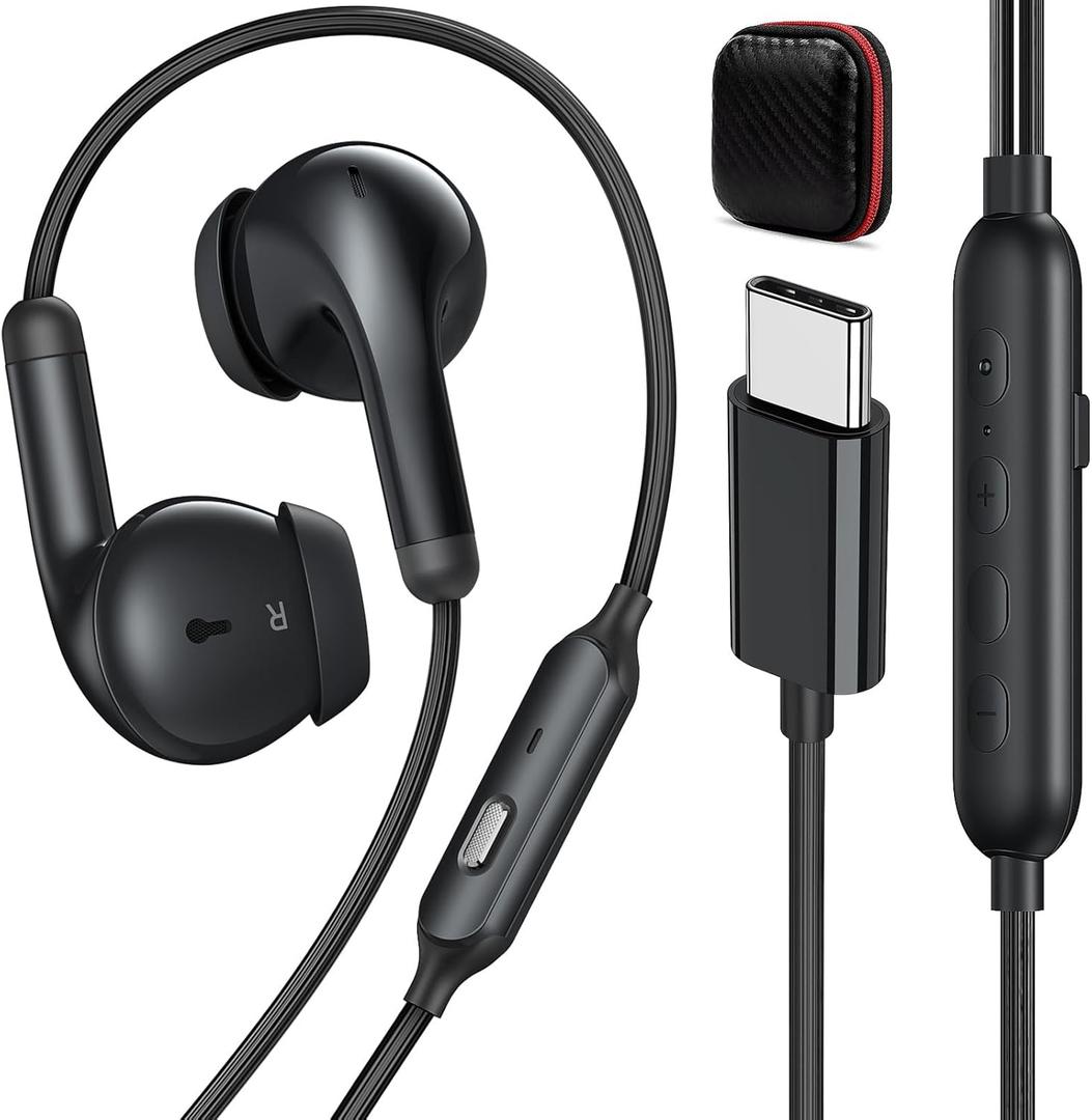 Wired Earbuds 3 EQ Mode USB C Headphones HiFi Bass Sound Type C Earphones Corded USBC Plug in Ear Buds for iPhone 17 17e 16 Pro Max 15 for Samsung/Galaxy S26 S25 S24 for Google/Pixel 10 10a 9 8 Black