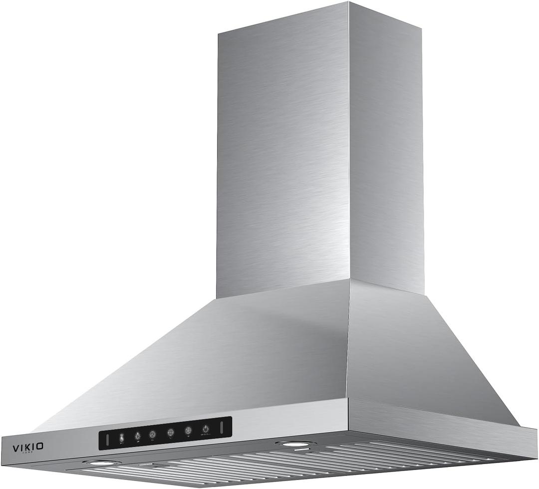 Wall Mount Range Hood 30 inch, 980 CFM Kitchen Vent Hoods Ducted/Ductless Range Hood,with Gesture Sensing & Touch Control Switch Panel, 3 Speed Exhaust Fan Permanent Filter