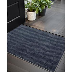 LUMI Ultra Thin Door Mat Indoor Entrance, Washable Entryway Mat with Non Slip Rubber Backing, Stain&Fade Resistant Doormat for Floor, Hallway, Porch, 20"x32", Wave