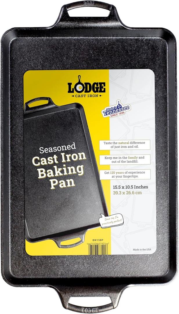 Lodge Cast Iron Baking Pan, 15.5x10.5 inch