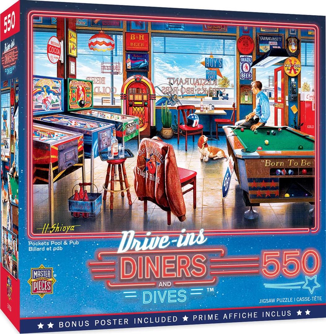 Masterpieces 550 Piece Jigsaw Puzzle For Adults and Family - Pockets Pool & Pub - 18"x24"