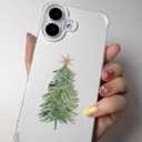 Watercolor Christmas Tree Phone Case Compatible with iPhone 16, Aesthetic Christmas Phone Case for iPhone 16, Cool TPU Shockproof Case Cover