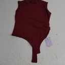 MANGOPOP Tank Top Bodysuit for Women Double Lined Thong Mock Turtle Neck Sleeveless Sexy Body Suit (Large, 02 Sleeveless Burgundy)