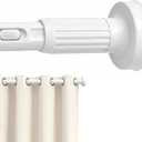 Tension Curtain Rod 39-173In(3.3-14Ft), Extra Long Curtain Rod No Drilling for Window Patio,One-Click Fast Telescopic Rod,Adjustable Heavy Duty Tension Rod Shower Curtain Rod for Bathroom,White