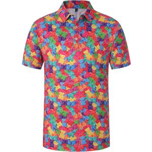 Mens Golf Shirts Funny Golf Polo Shirts for Men Moisture Wicking Quick Dry Athletic Casual Short Sleeve Shirts (XL)