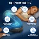 Memory Foam Knee Pillow for Side Sleepers Hip Pain with Adjustable Strap - Between Leg Pillow for Side Sleeping - Sciatica Pain Relief Support for Back, Knees, Joints, and Spine Alignment Cushion, 1 Pack