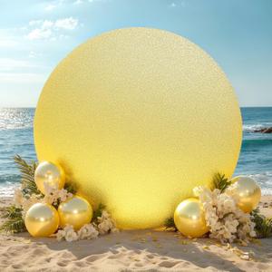 7.2ft Gold Sequin Round Backdrop Cover Glitter Circle Stand Cover Sparkly Balloon Backdrop for Arch Stand Shimmer Background for Birthday Party Wedding Baby/Bridal Shower Photo Background