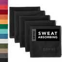 Pocket-Sized Sweat Towels - The Original Sweat Absorbing Handkerchiefs - Quick-Dry Microfiber Sweat Rags for Face, Hands, & Body - Men & Women - Gym, Sports, and Work (Black: 5 Pack)