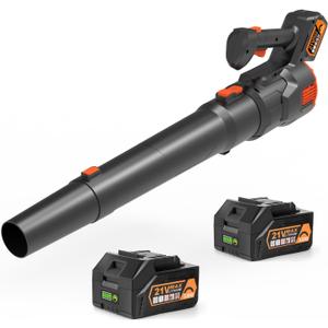 Cordless Leaf Blower - 500CFM Brushless Electric Blower with Battery Charger, 21V 2 Packs 5.0 Ah Battery for Lawn Care Yard Porch Driveway Patio Clean (Black)