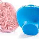 Silicone Face Scrubber for Men and Women， 2Pack Facial Cleansing Brush Silicone Face Wash Brush Manual Waterproof Cleansing Skin Care Face Brushes for Cleansing and Exfoliating (Blue_Pink)