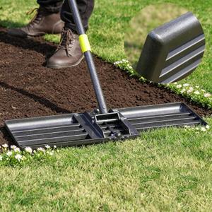 Lawn Leveling Rake, Heavy Duty Levelawn Tool for Garden Level Soil or Dirt Ground Surfaces Easily, 26 x 10 Ground Plate, Steel Handle Length is 65 inch
