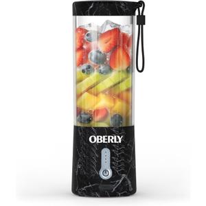 Portable Blender for Shakes and Smoothies, OBERLY 18oz Cordless Personal Travel Small Blender for Protein with USB Rechargeable Battery, Stainless Steel Blades, Mini Travel Bottle, On the Go