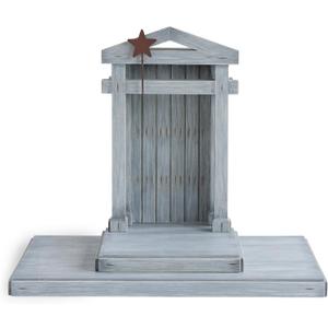 Willow Tree Crche for The Classic Nativity, Four-Part Assembly Wood Backdrop Shelters Holy Family, Build a Holiday Tradition with Nativity Collection, Hand-Painted Accessory